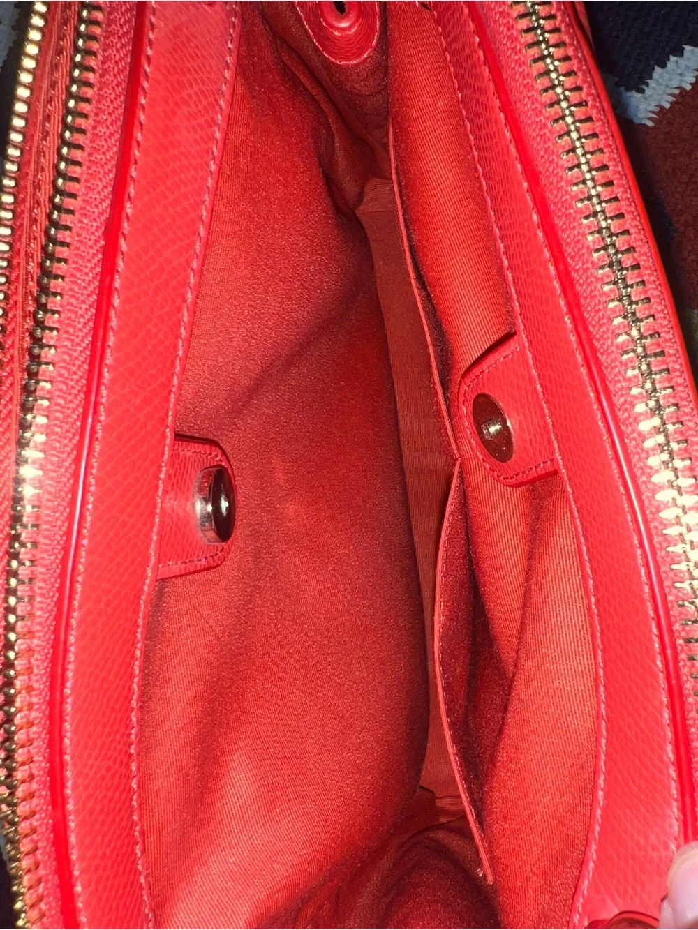 Coach coral Leather Satchel with Top Handles and Shoulder Strap